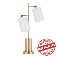 Lumisource L-CANNESTB AUW Cannes Contemporary/Glam Table Lamp in Gold Metal With White Shades